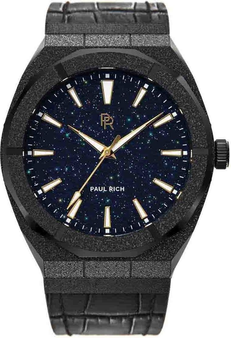 Paul Rich Frosted Star Dust Black FSD01-L Leather horloge 45 mm Blauw