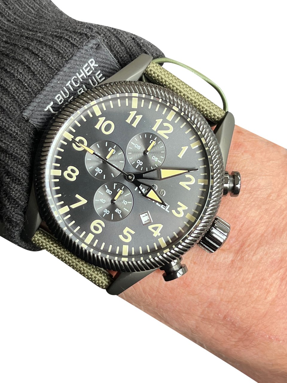 TW Steel TW Steel TWVS112 Volante Steel Chrono Groen Canvas 48mm Zwart