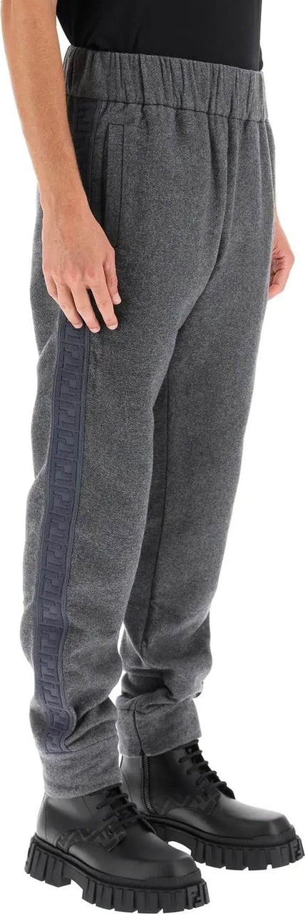 Fendi Fendi Cashmere Logo Pants Grijs