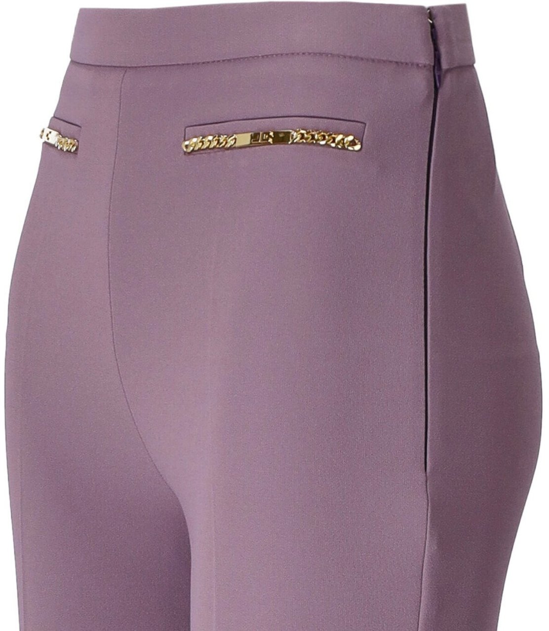 Elisabetta Franchi Candy Violet Palazzo Trousers With Chain Purple Paars