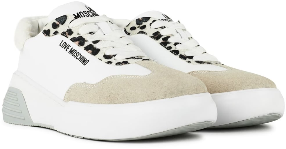 Moschino Leopard Detail Chunky Sneakers Wit