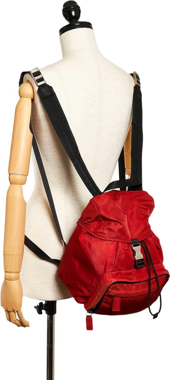 Prada Tessuto Drawstring Backpack Rood