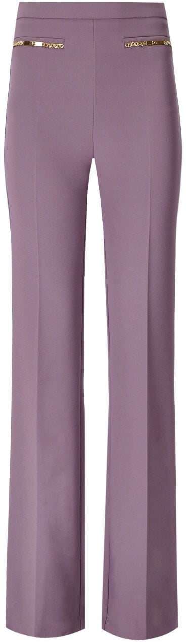 Elisabetta Franchi Candy Violet Palazzo Trousers With Chain Purple Paars
