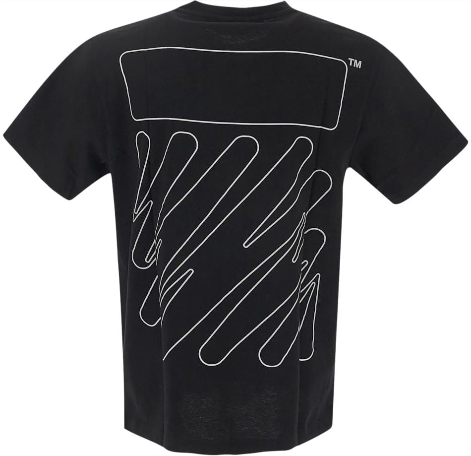 OFF-WHITE Wave Diag-stripe cotton T-shirt Zwart