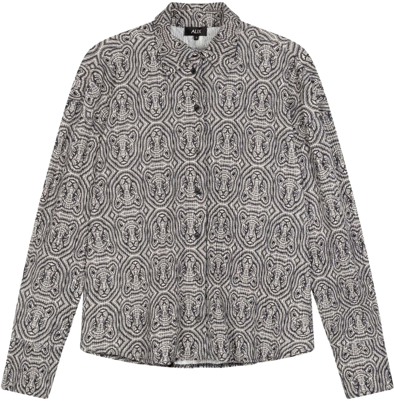 Alix The Label Leopard Crinkle Blouse Zwart Zwart