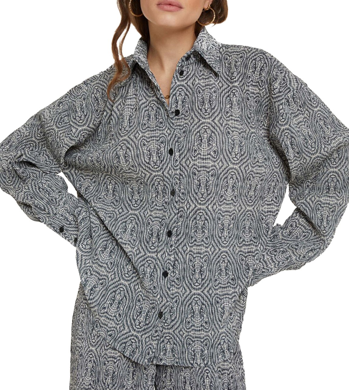 Alix The Label Leopard Crinkle Blouse Zwart Zwart