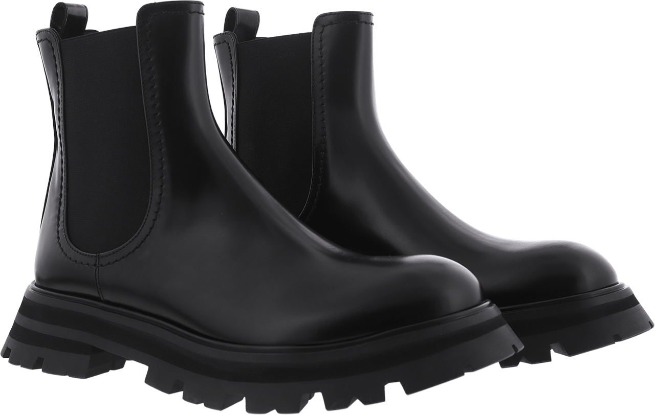 Alexander McQueen H.Boot Leather S.Rub Lucent Le Zwart