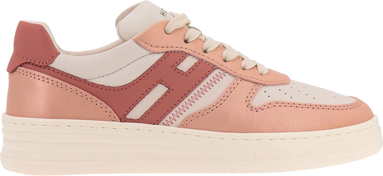 HOGAN Leather sneakers with logo on the side Roze