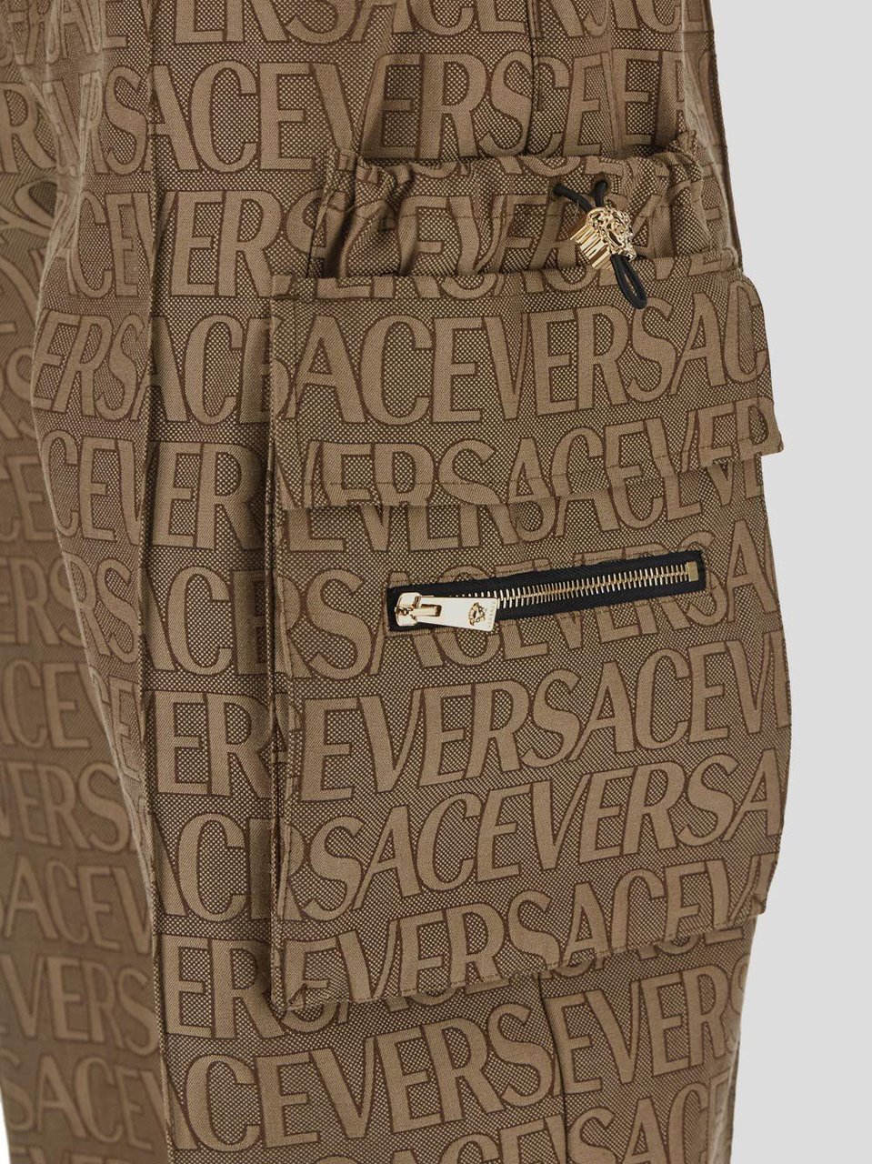 Versace All-Over Logo Cargo Trousers Bruin