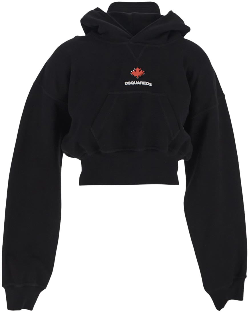 Dsquared2 Cropped Fit Hoodie Zwart