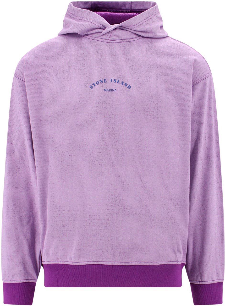 Stone Island Cotton blend sweatshirt with logo Paars