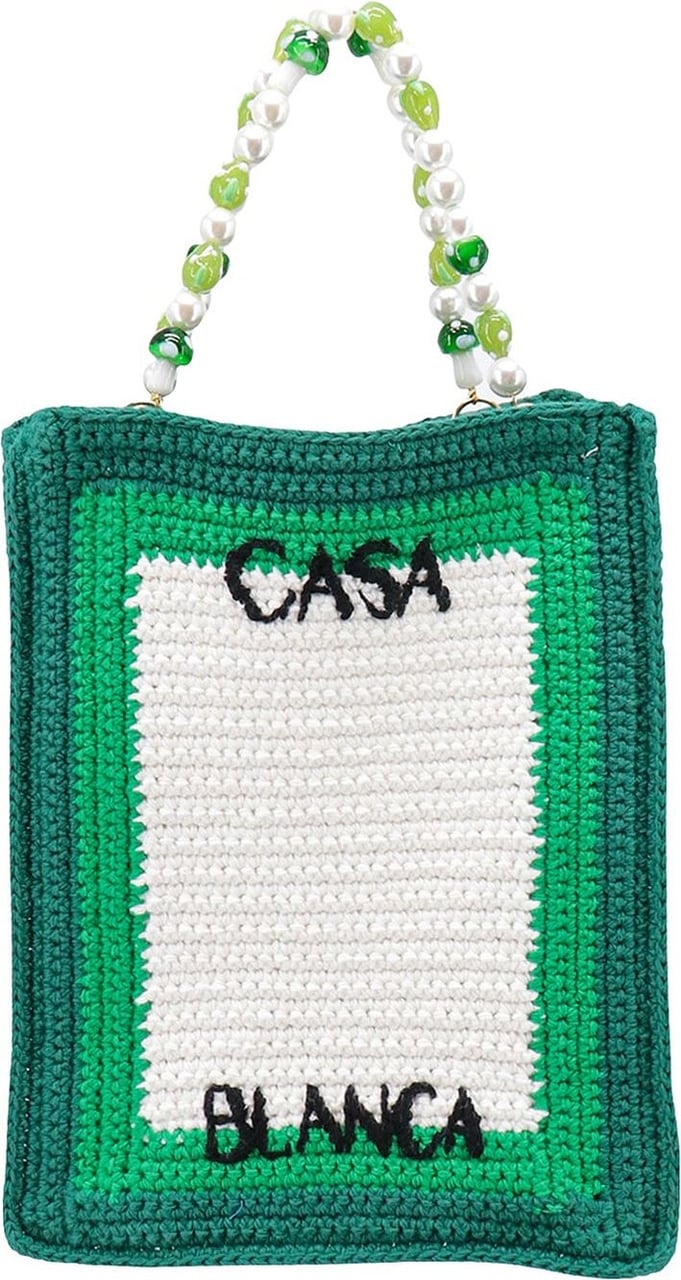 Casablanca Crochet cotton handbag Groen