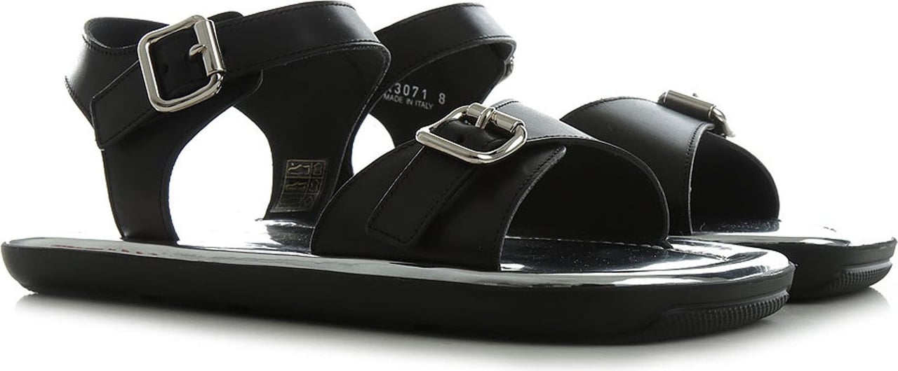 Prada Prada Leather Sandals Zwart