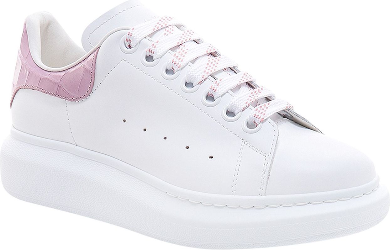 Alexander McQueen Leather sneakers with croco patch Roze