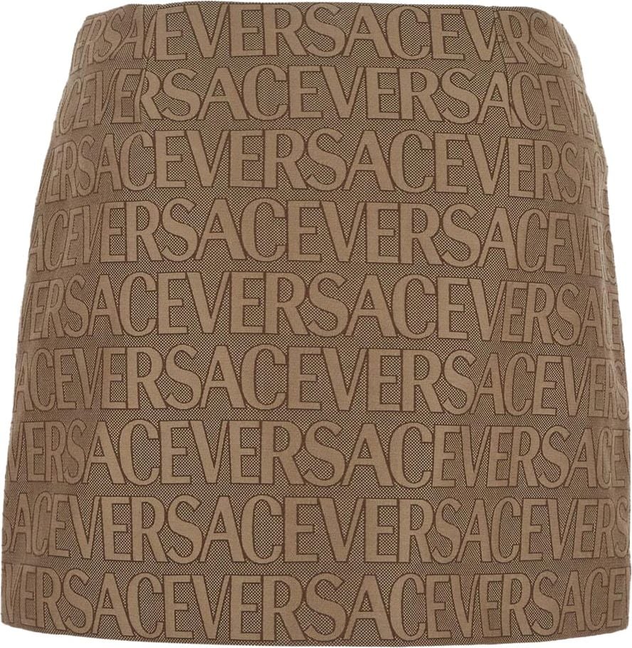 Versace All-Over Logo Mini Skirt Bruin