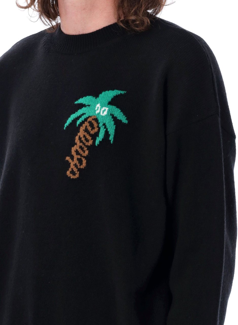 Palm Angels Sketchy intarsia sweater Zwart