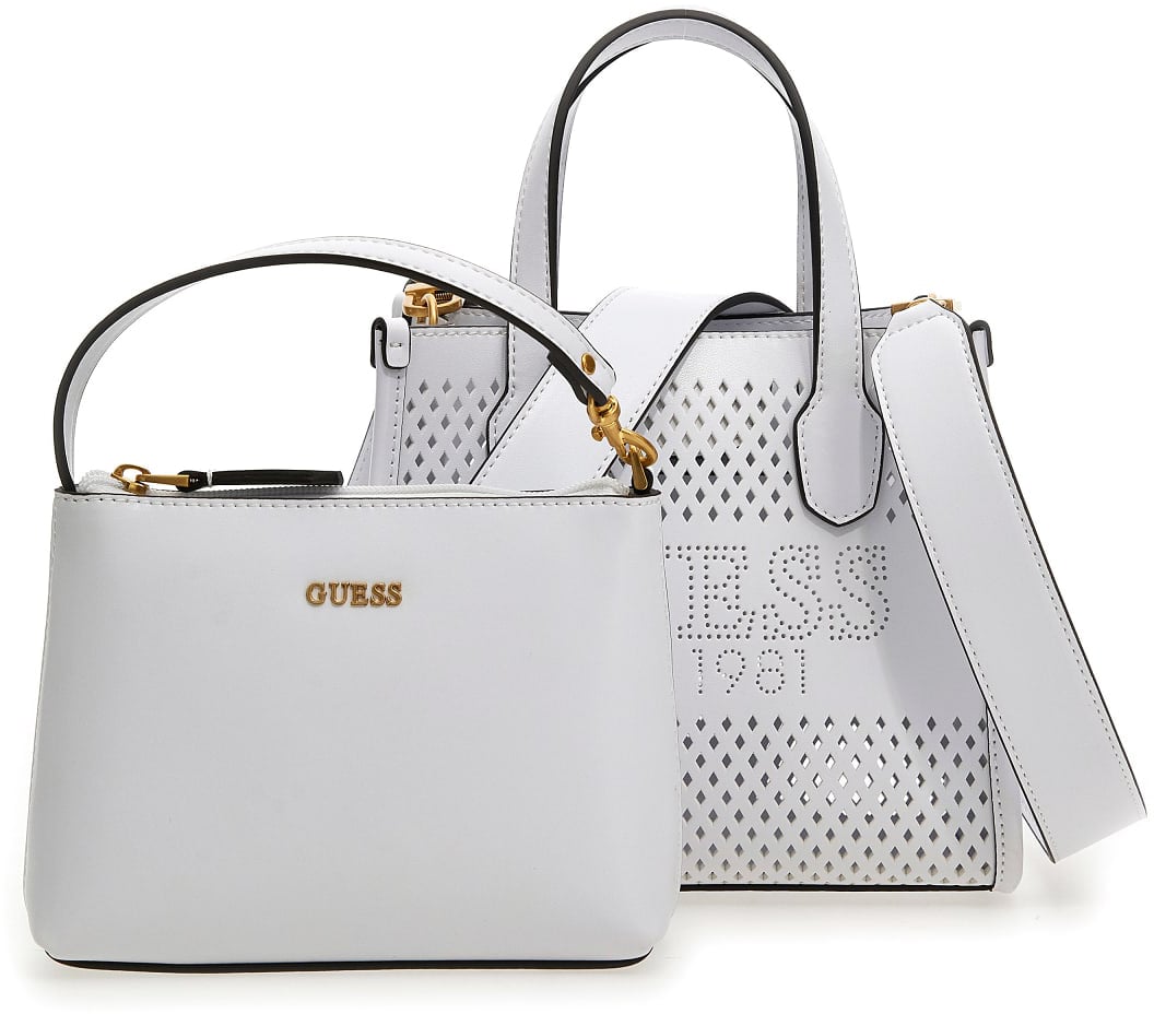 Guess Katey Perforated Mini Bag Dames Wit Wit