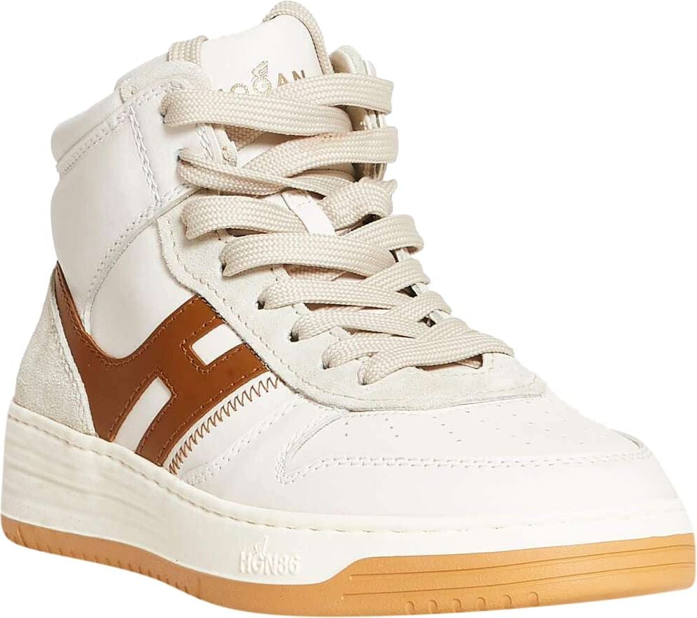 HOGAN Snaekers Basket Alta In Pelle Bianco Cuoio Wit