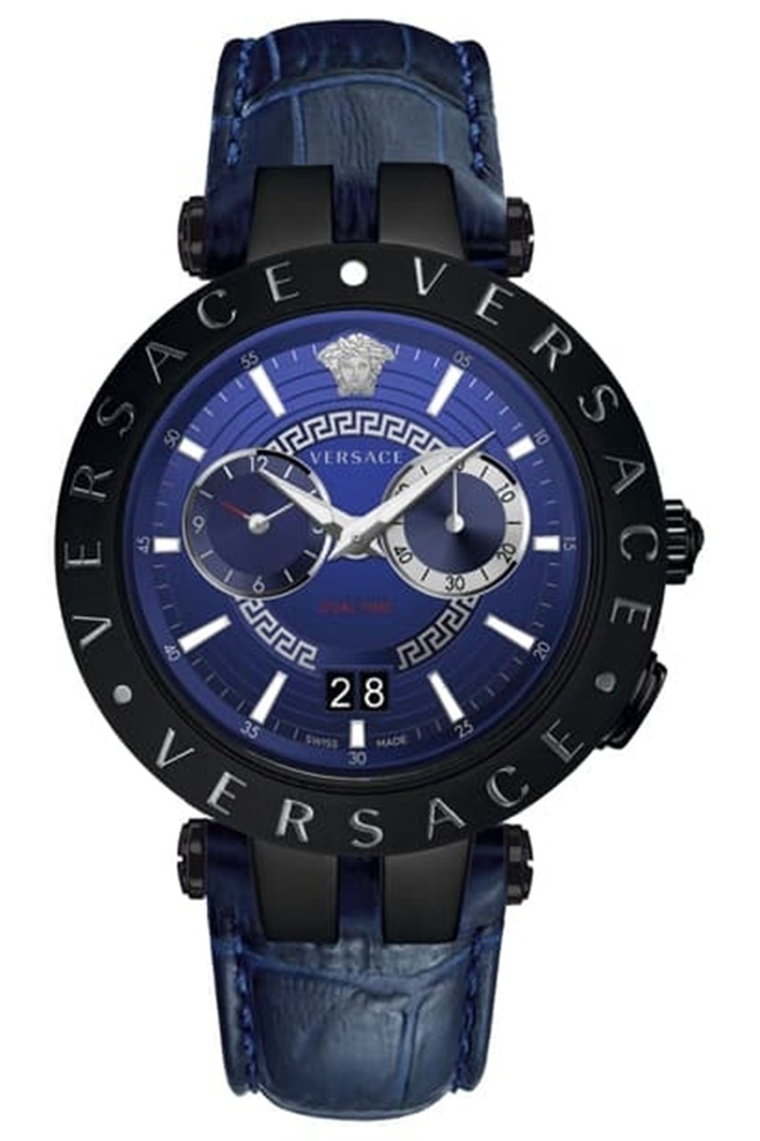 Versace VEBV00419 V-Race heren horloge chronograaf 46 mm Blauw