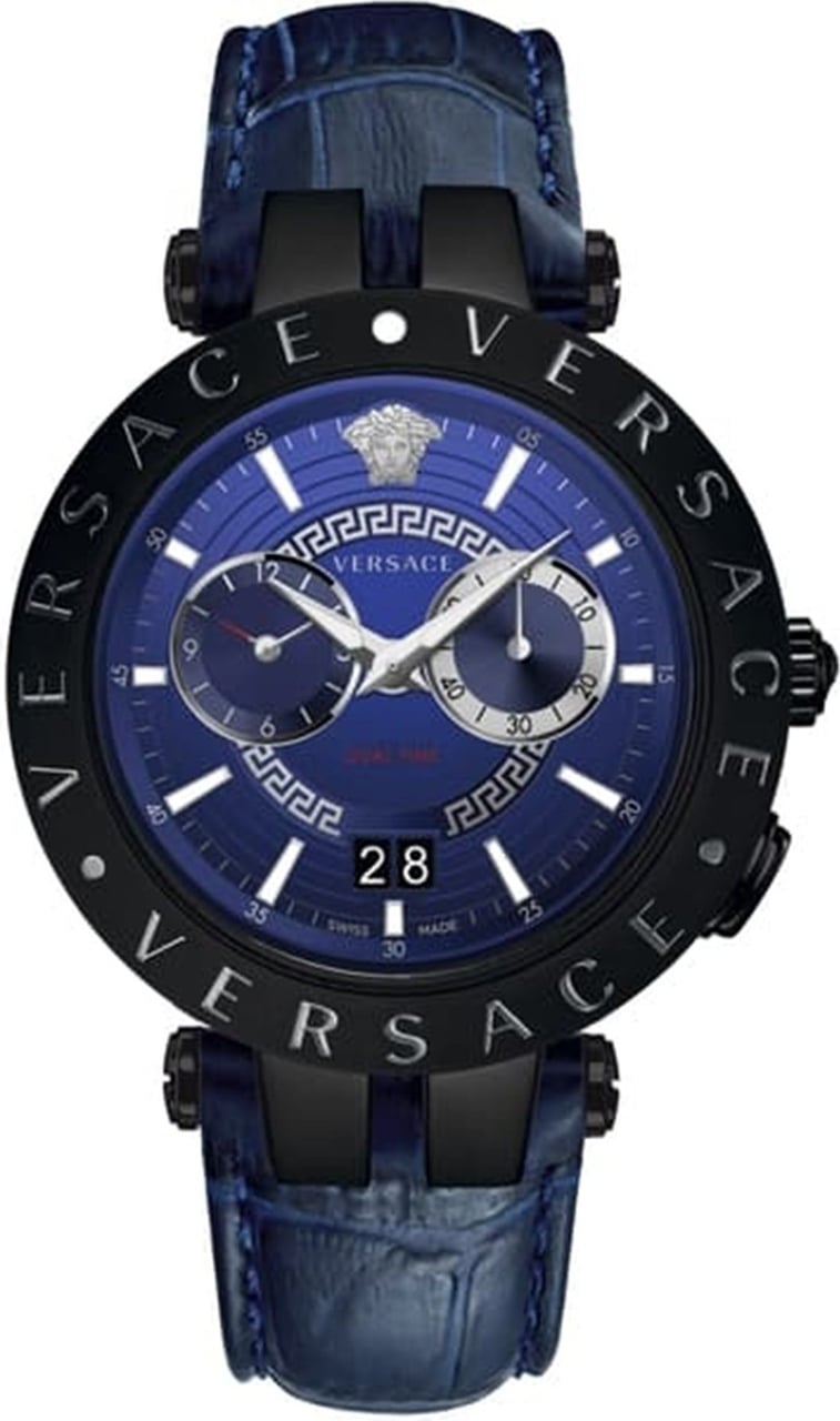 Versace VEBV00419 V-Race heren horloge chronograaf 46 mm Blauw