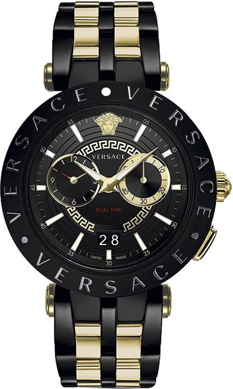 Versace VEBV00619 V-Race heren horloge chronograaf 46 mm Zwart