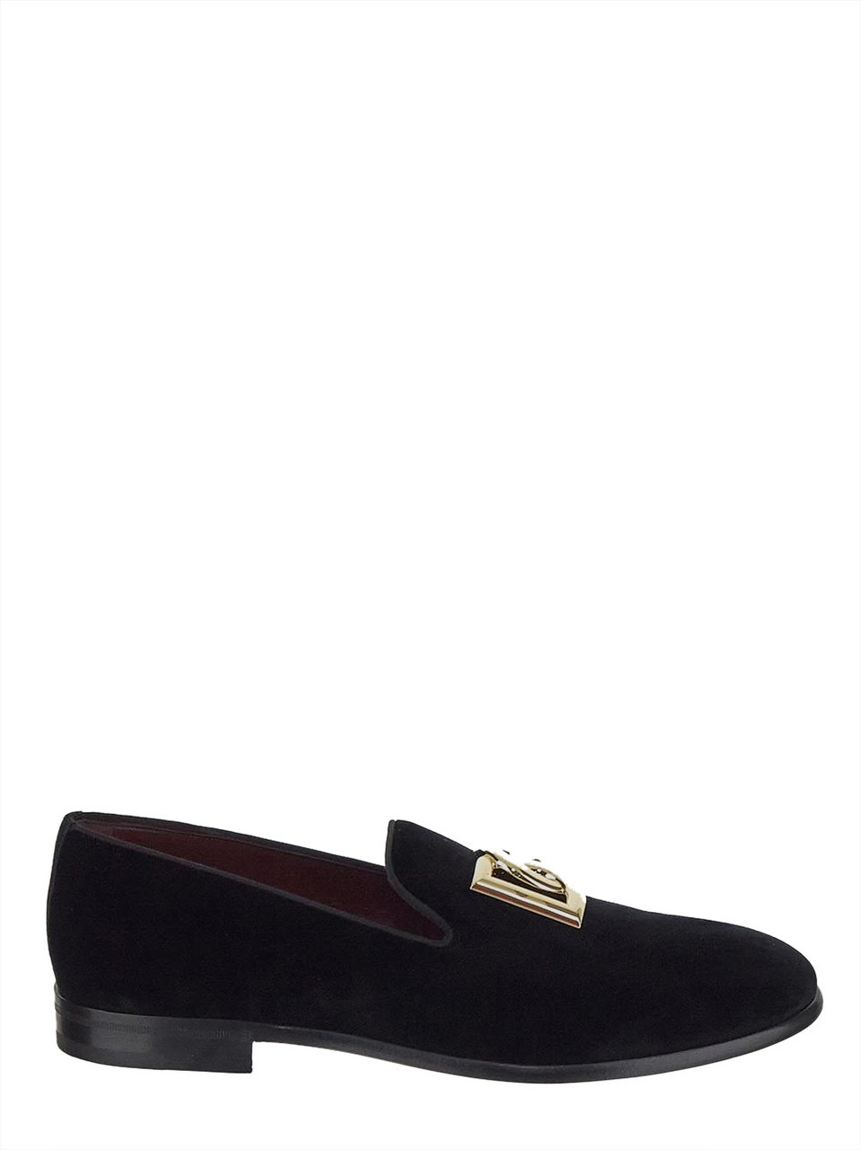 Dolce & Gabbana DG Logo Velvet Slippers Zwart