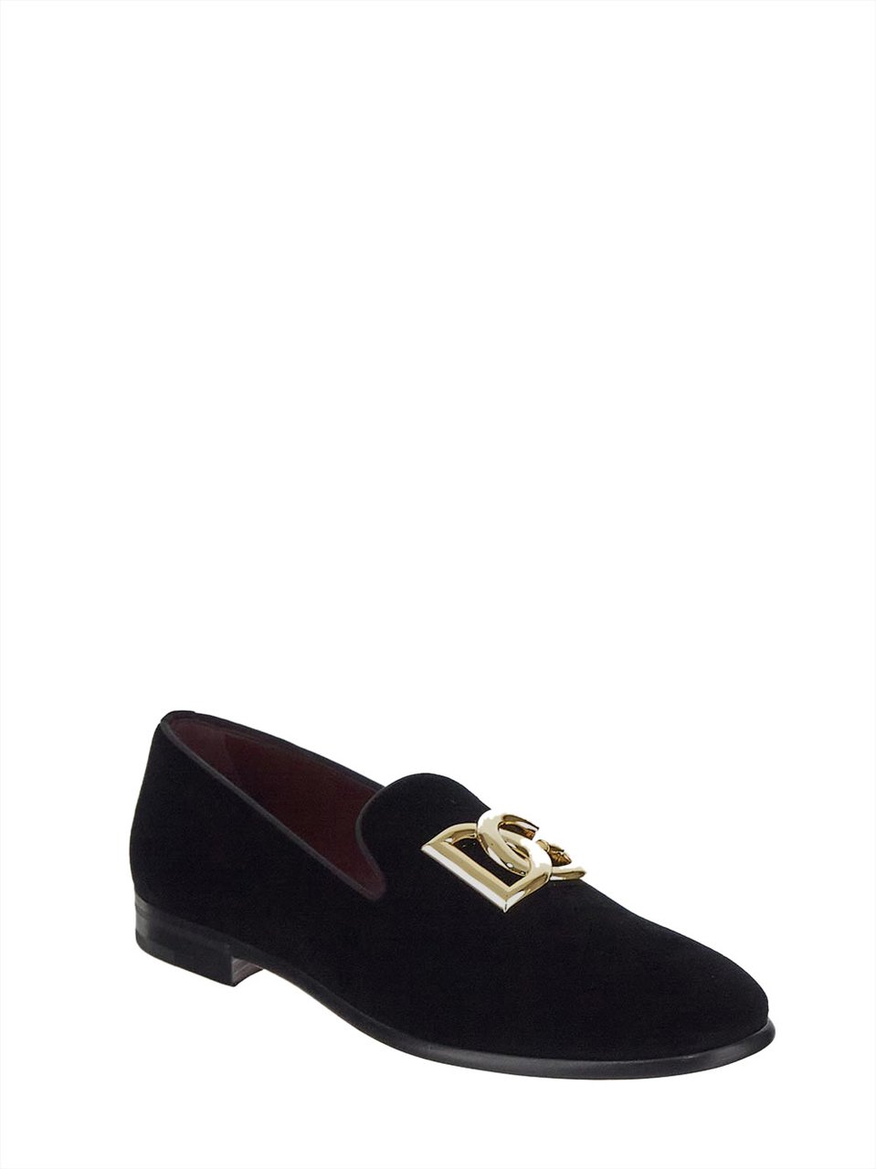 Dolce & Gabbana DG Logo Velvet Slippers Zwart