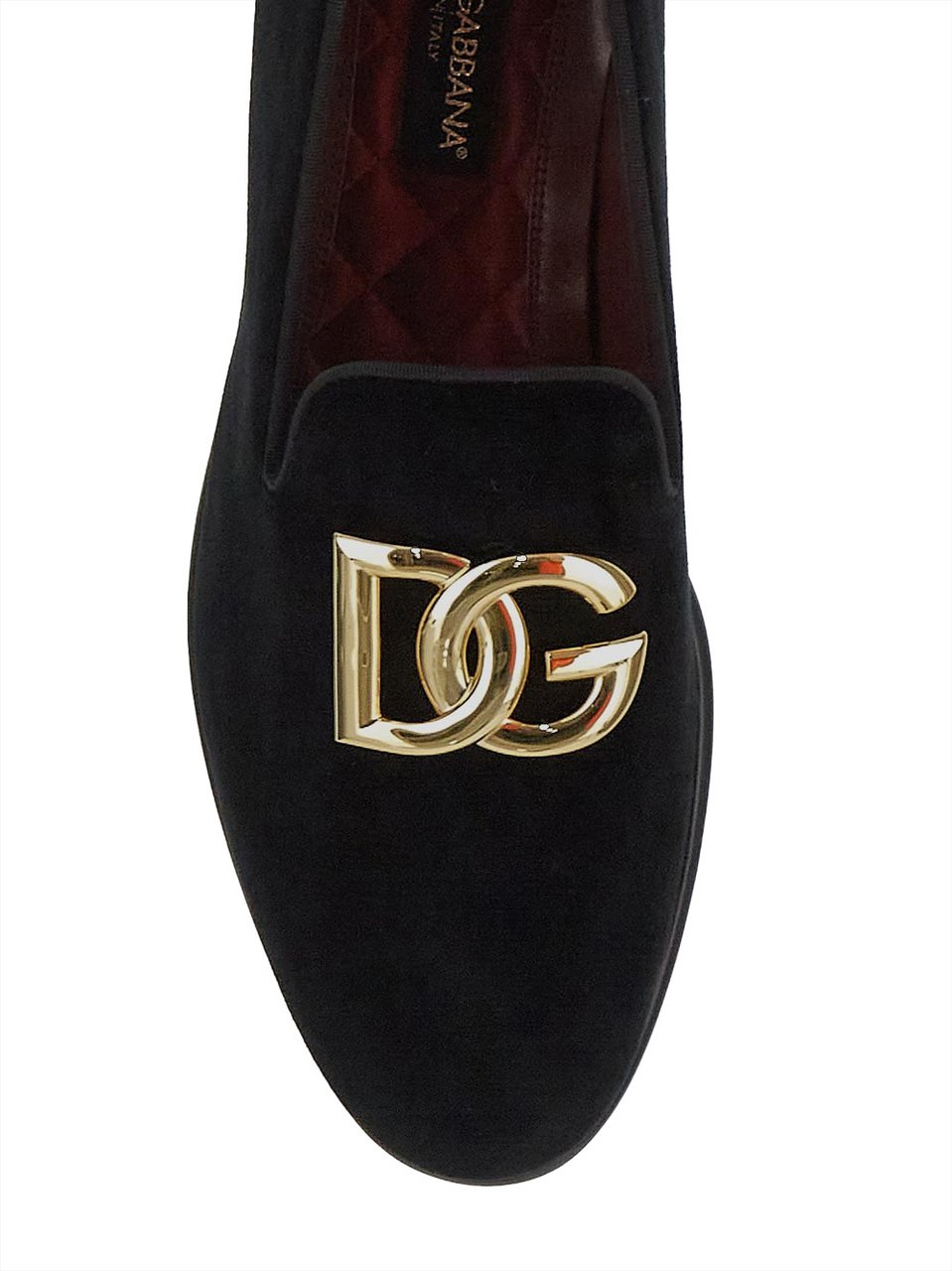 Dolce & Gabbana DG Logo Velvet Slippers Zwart