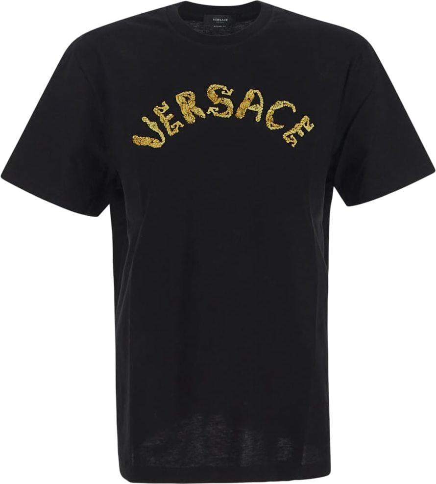 Versace Logo Embroidery T-Shirt Zwart