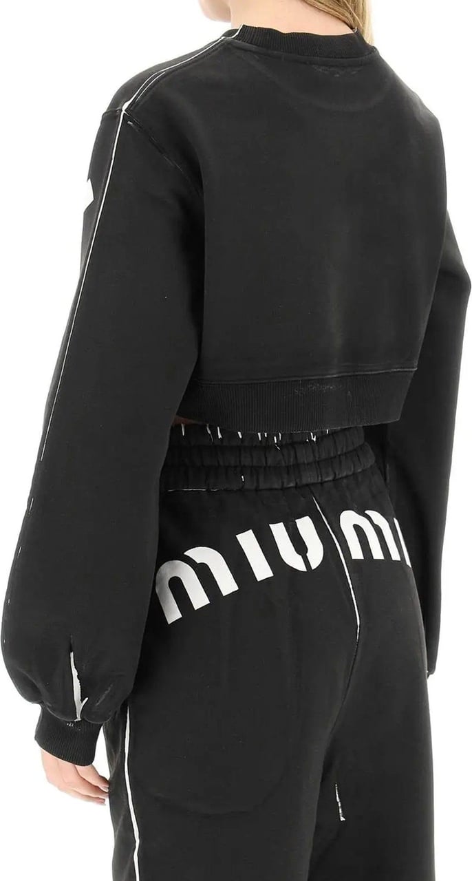 Miu Miu Miu Miu Cropped Logo Sweatshirt Zwart