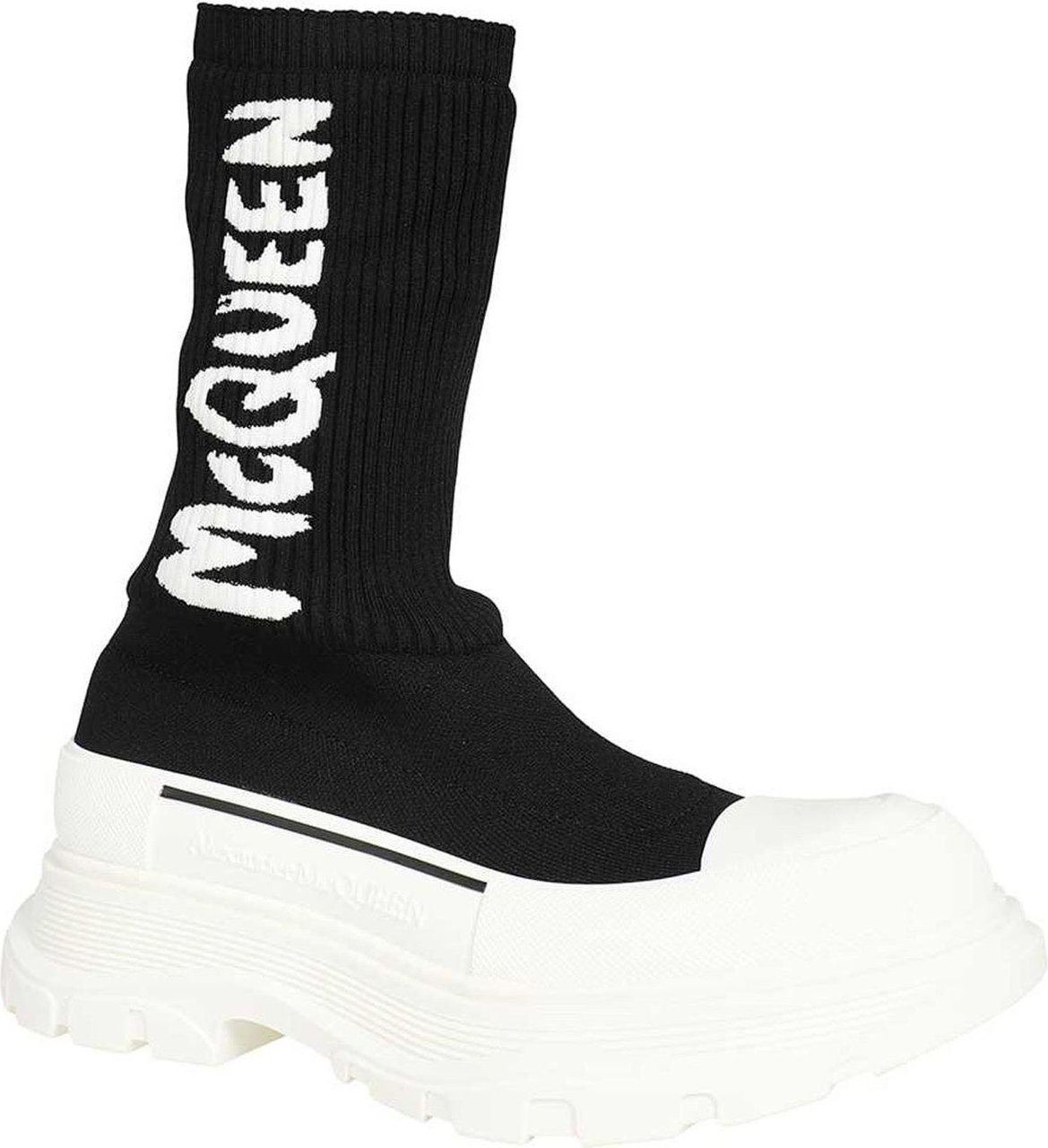 Alexander McQueen Alexander Mcqueen Sock-Style Logo-Print Boots Zwart