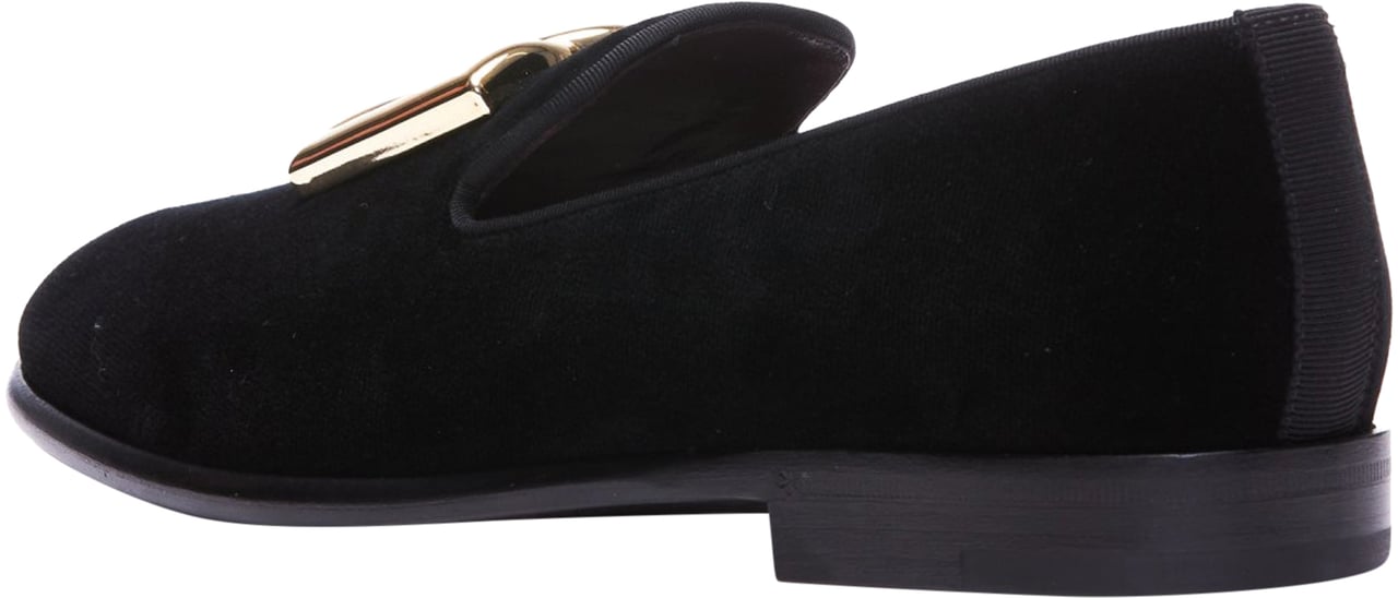 Dolce & Gabbana DG Logo Velvet Slippers Zwart