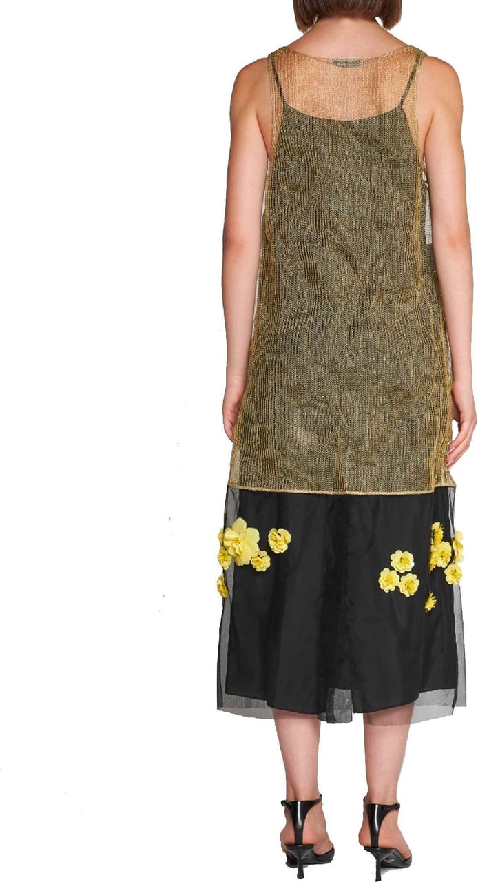 Prada Prada 3D Flowers Lurex Knitted Dress Goud