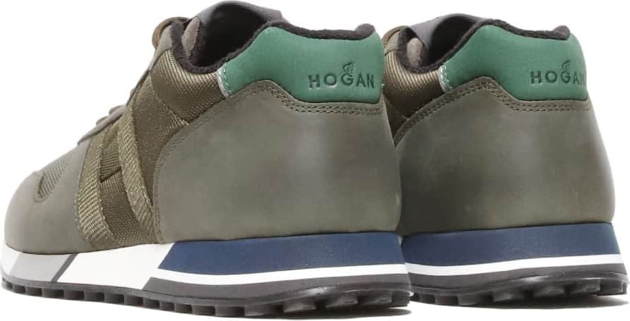 HOGAN Sneakers H383 running in nabuk e tessuto tecnico verde Groen