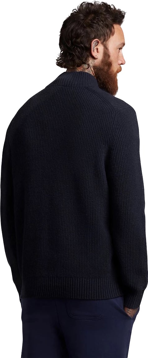 Lyle & Scott Ribbed Quarter zip jumper Blauw