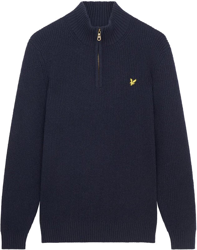 Lyle & Scott Ribbed Quarter zip jumper Blauw