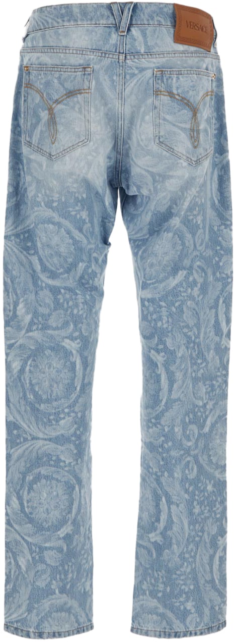 Versace All-Over Logo Jeans Blauw