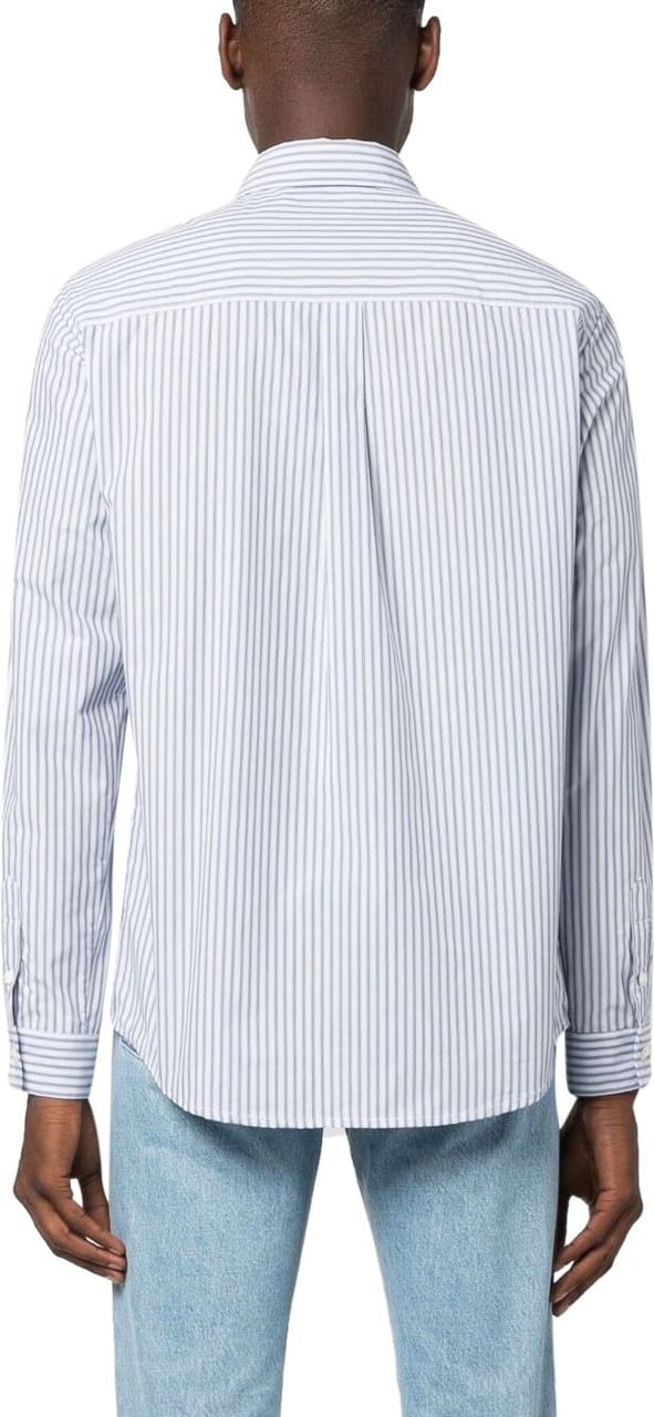 A.P.C. chemise en coton a rayures Blauw