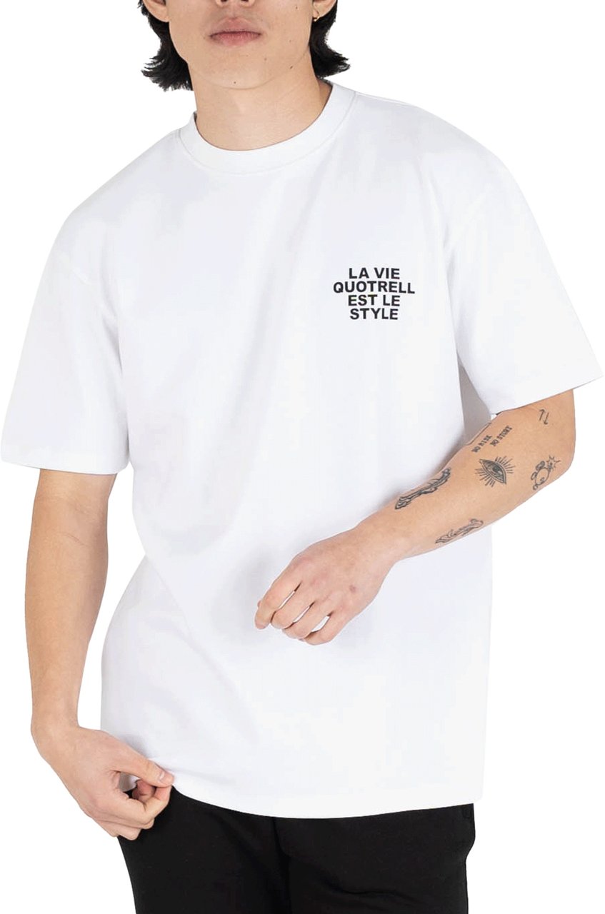 Quotrell La Vie T-shirt | White/black Wit