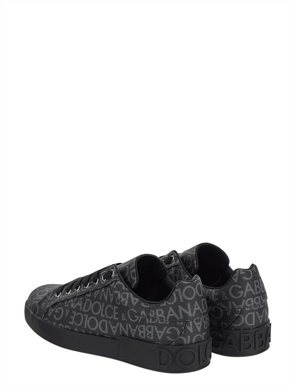 Dolce & Gabbana Coated Jacquard Portofino Sneakers Zwart