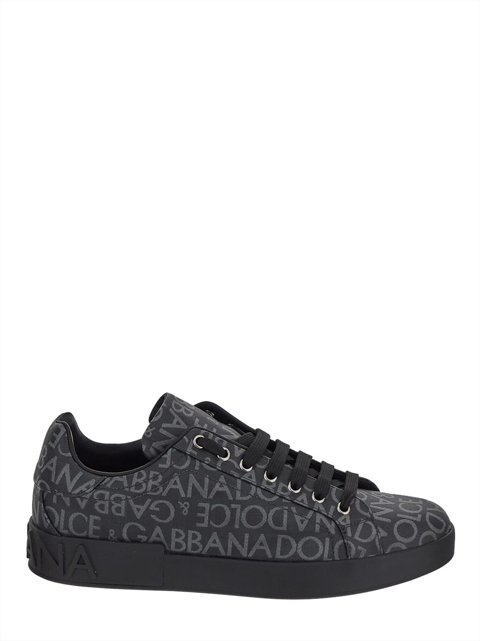 Dolce & Gabbana Coated Jacquard Portofino Sneakers Zwart