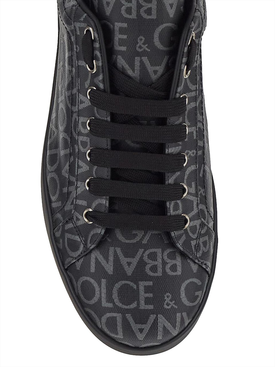 Dolce & Gabbana Coated Jacquard Portofino Sneakers Zwart