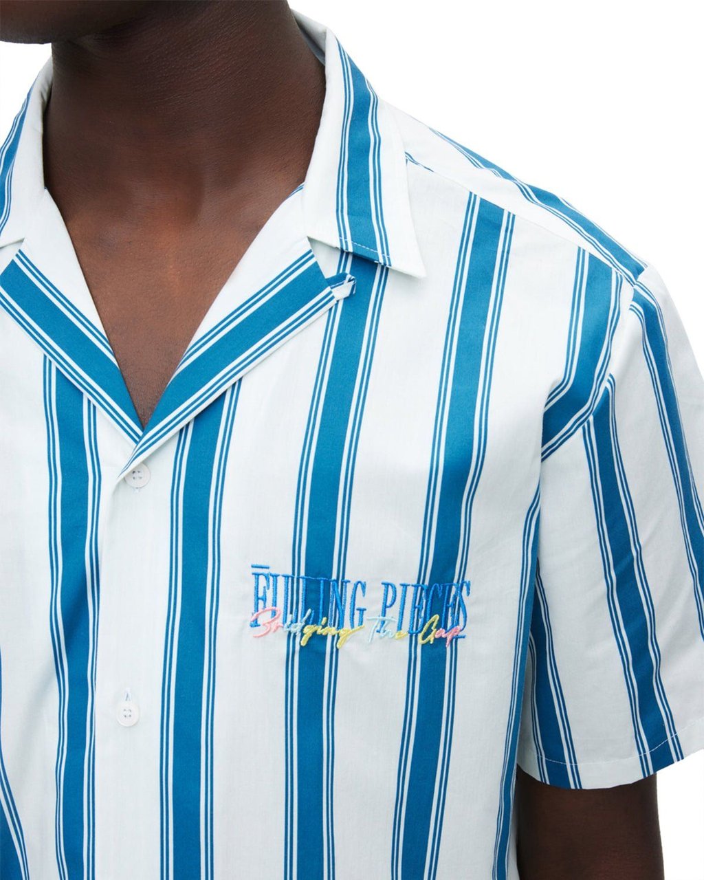 Filling Pieces Resort Shirt Striped Adriatic Blue Blauw