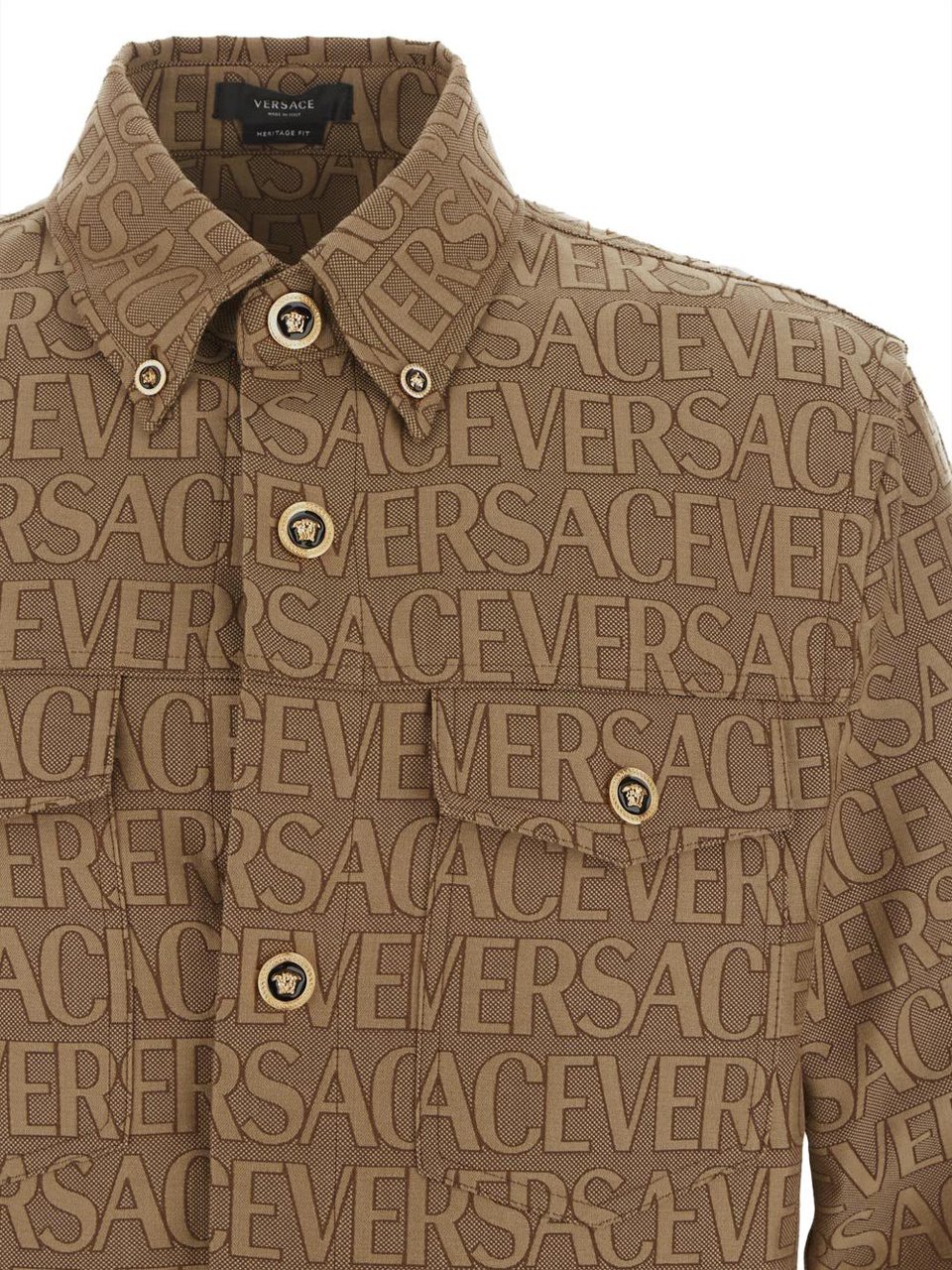 Versace All Over Logo Shirt Bruin