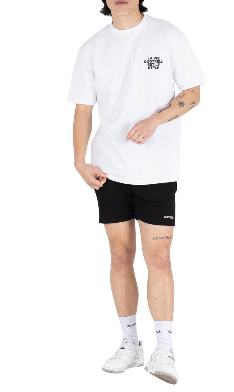 Quotrell La Vie T-shirt | White/black Wit