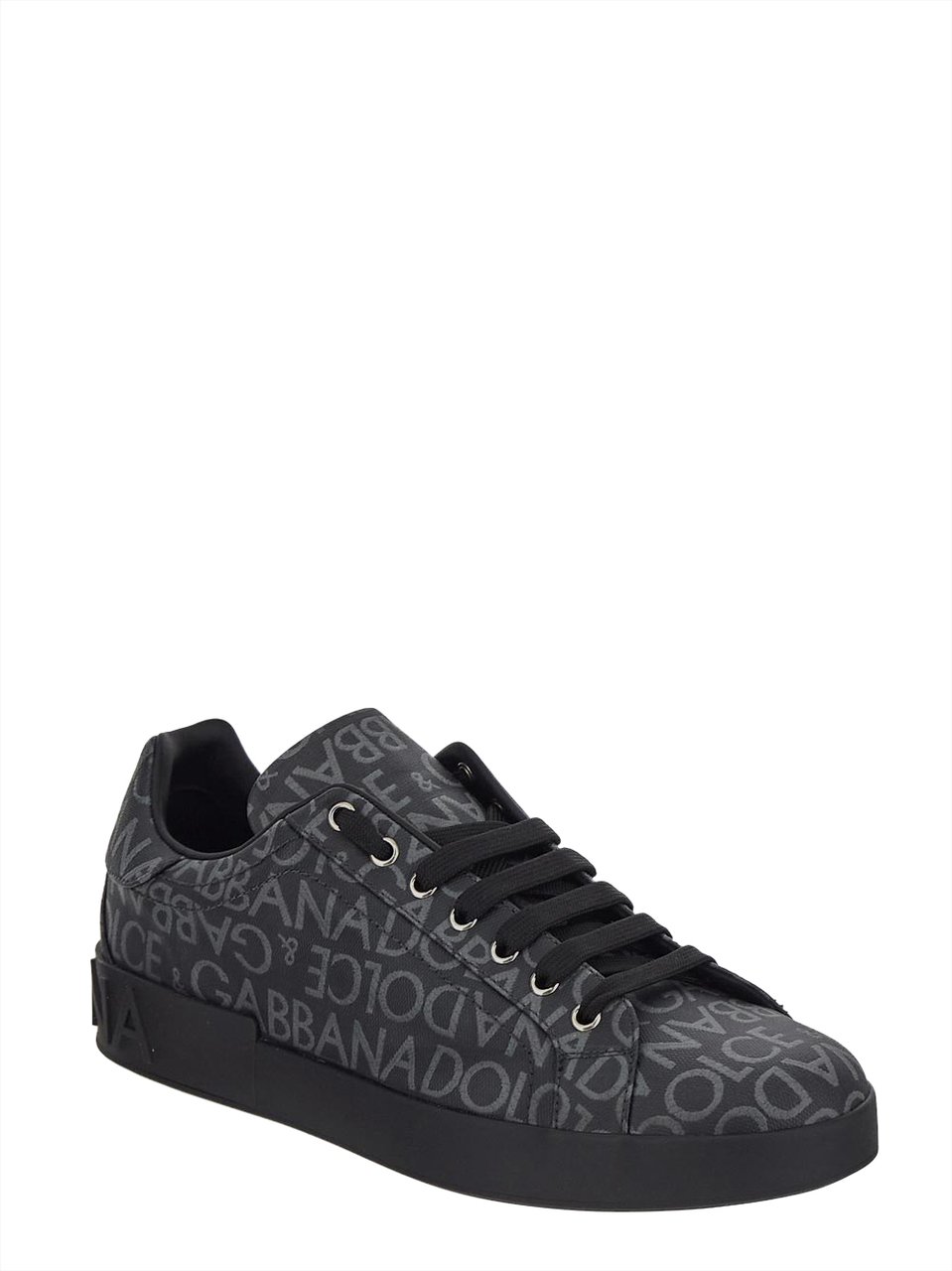 Dolce & Gabbana Coated Jacquard Portofino Sneakers Zwart