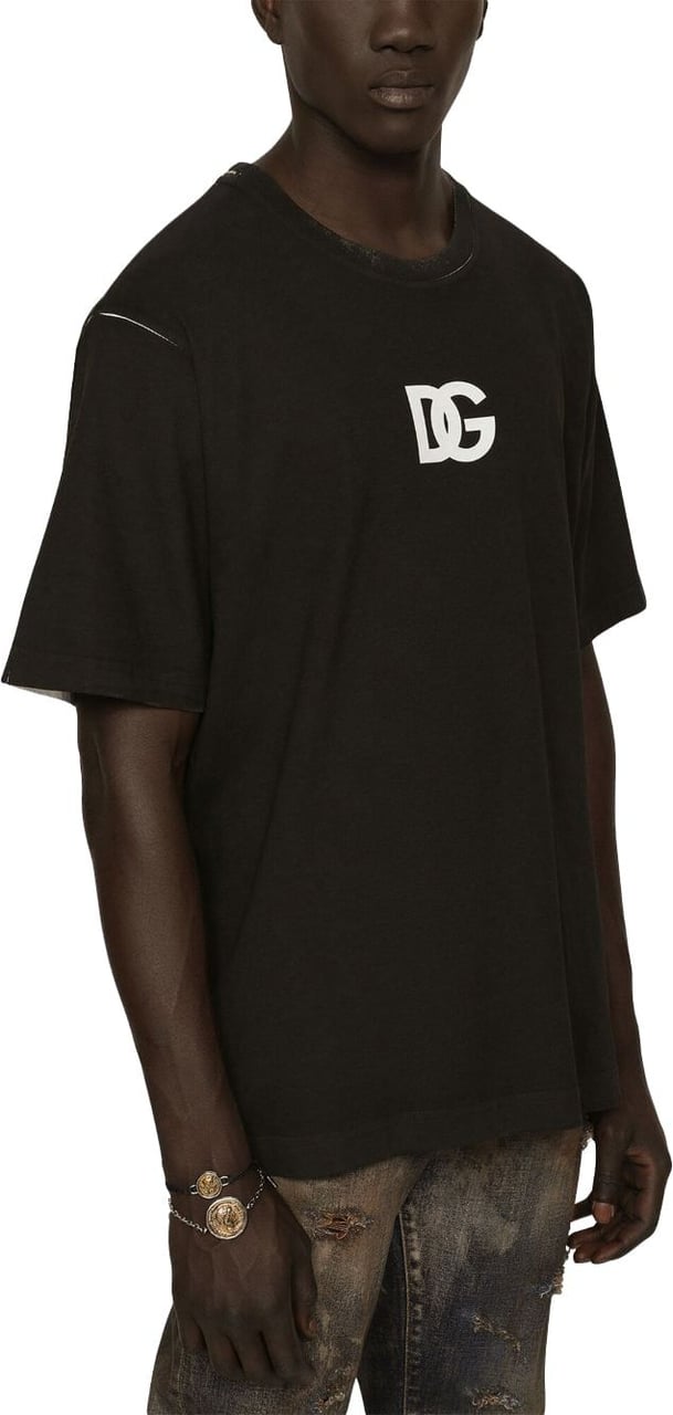 Dolce & Gabbana Logo Print Cotton T-Shirt Zwart