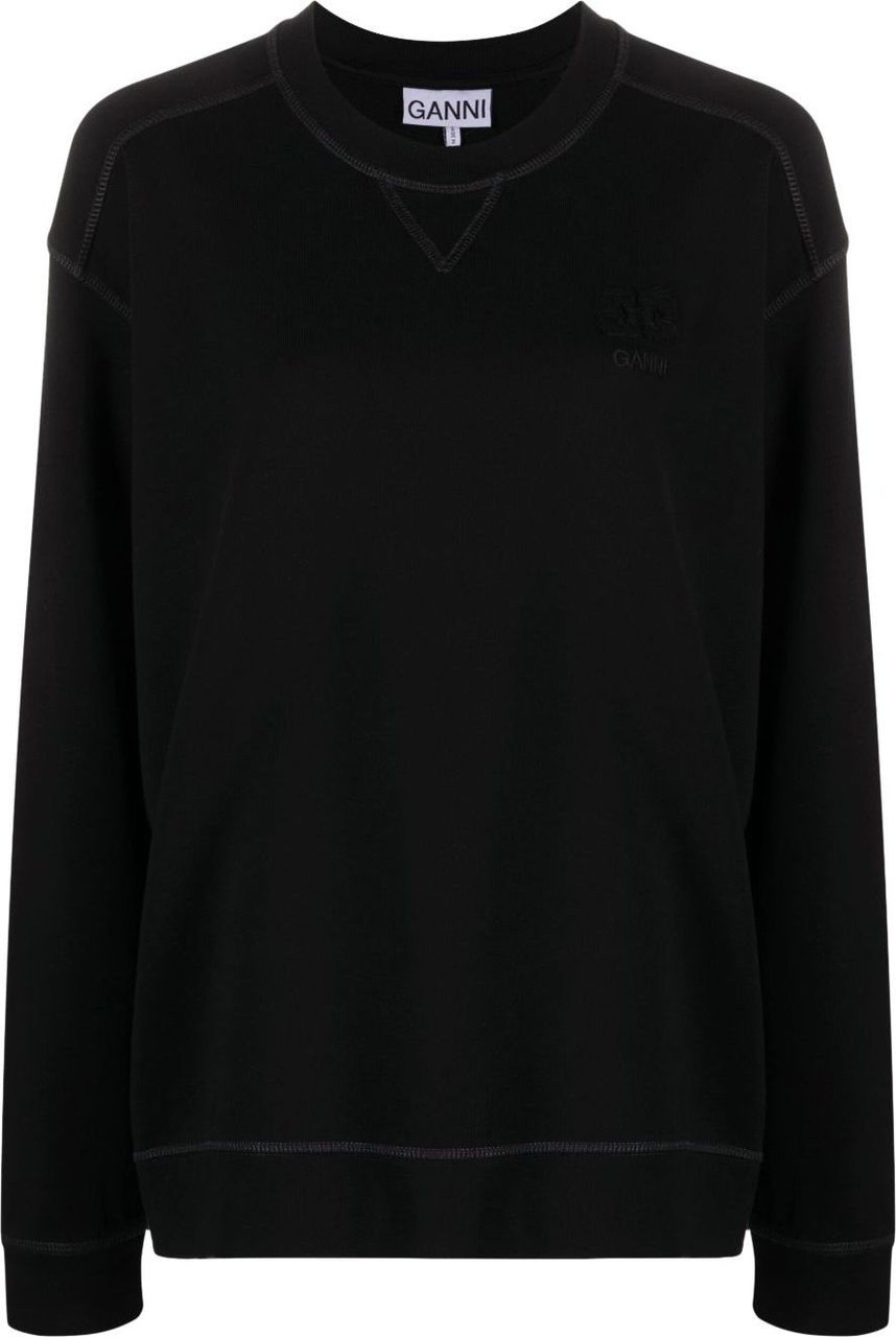 Ganni Isoli Black Oversize Sweatshirt Black Zwart
