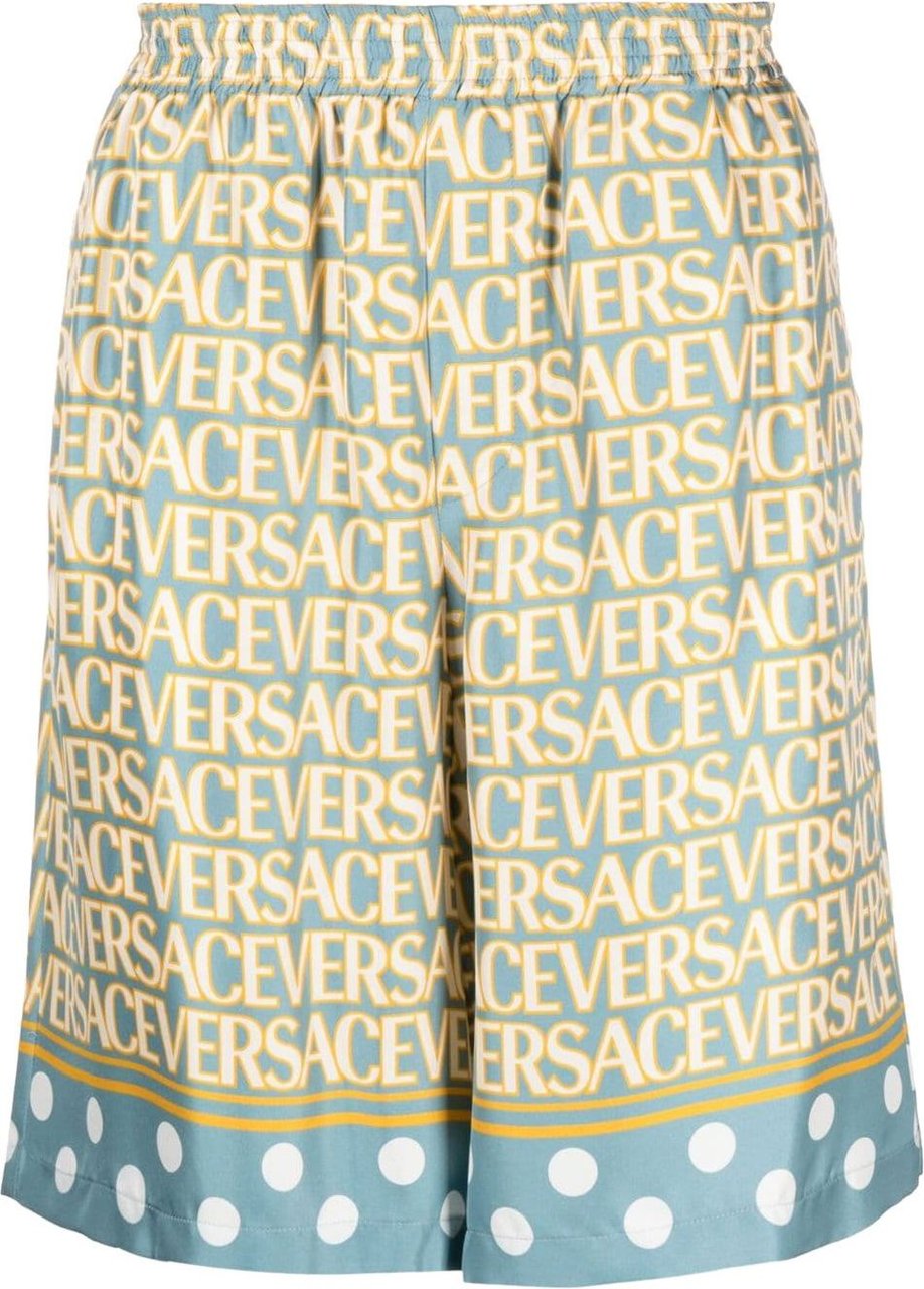 Versace All-Over Logo Shorts Blauw