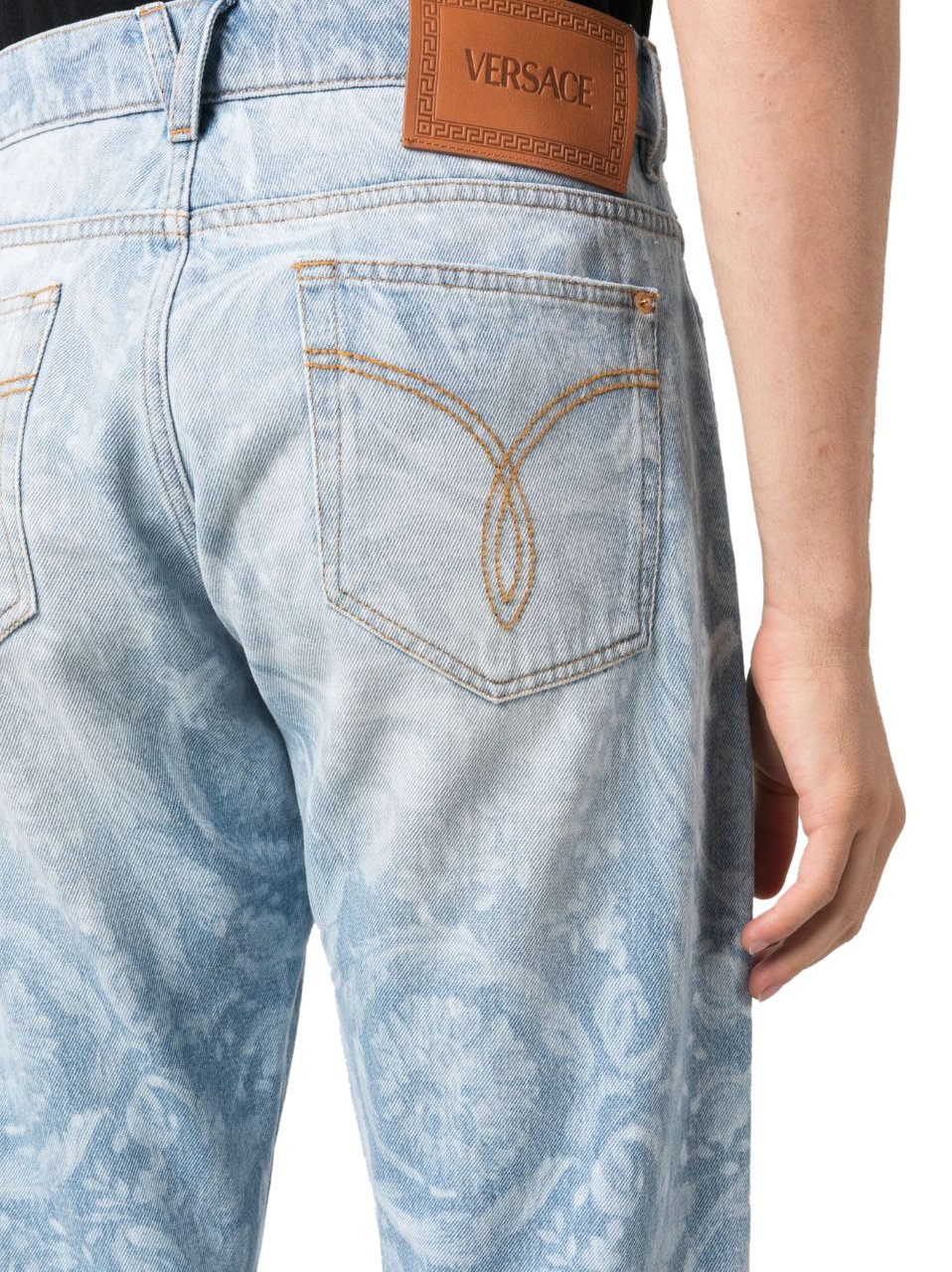 Versace All-Over Logo Jeans Blauw